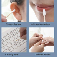 500pcs Disposable Cotton Swabs Double Round Tip for Ear Nose Clean