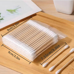 500pcs Disposable Cotton Swabs Double Round Tip for Ear Nose Clean