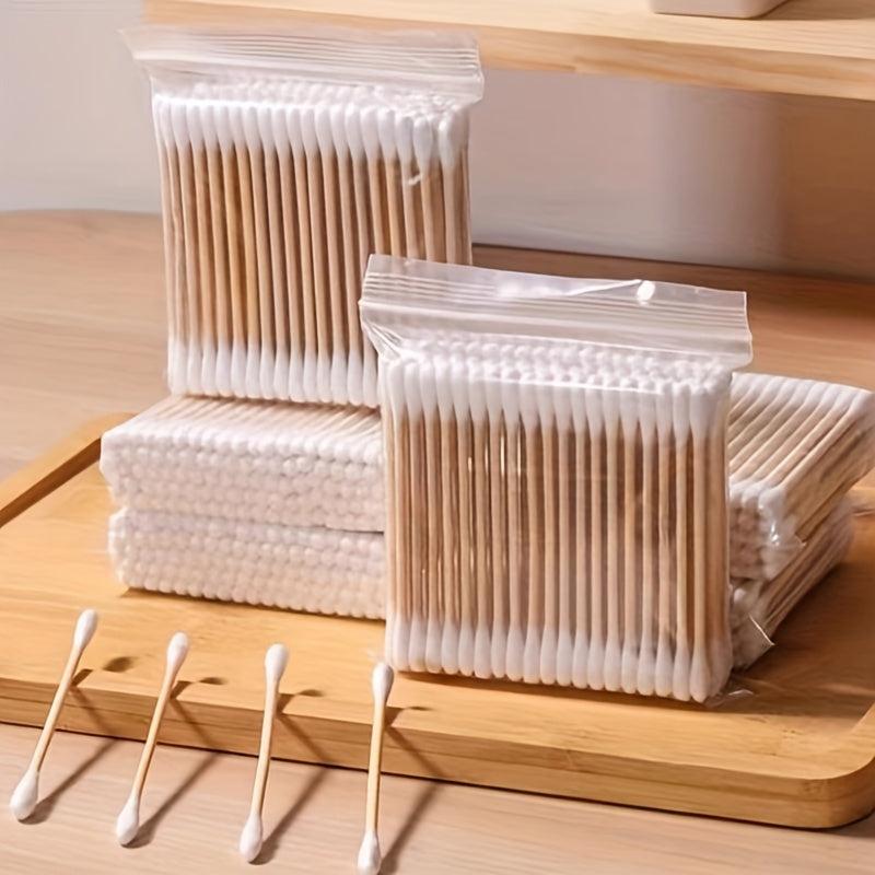 500pcs Disposable Cotton Swabs Double Round Tip for Ear Nose Clean