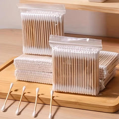 500pcs Disposable Cotton Swabs Double Round Tip for Ear Nose Clean