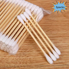 500pcs Disposable Cotton Swabs Double Round Tip for Ear Nose Clean