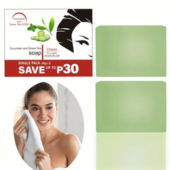 2pcs Cucumber & Green Tea Soap Bar for Soft Skin, Moisturizing & Cleansing