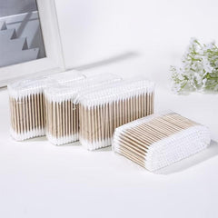 24 Packs Wooden Cotton Sticks for Ear Double Tipped Cotton Buds