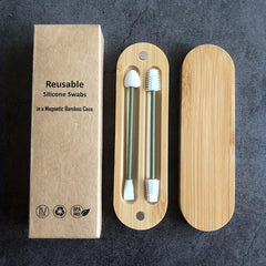 Reusable Cotton Swabs Silicone Swabs Double Head With Storage Case