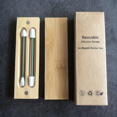 Reusable Cotton Swabs Silicone Swabs Double Head With Storage Case