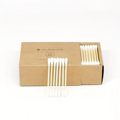 200pcs Double Round Tip Cotton Swabs with Case - Ear Nose Cleaning Beauty Tools