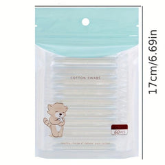 60pcs Double Head Cotton Swabs for Ear Nose Cleaning