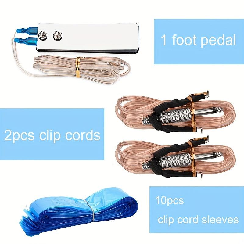 Tattoo Foot Pedal Kit w/ 1pc Machine Foot Switch Pedal & 2pcs Clip Cords