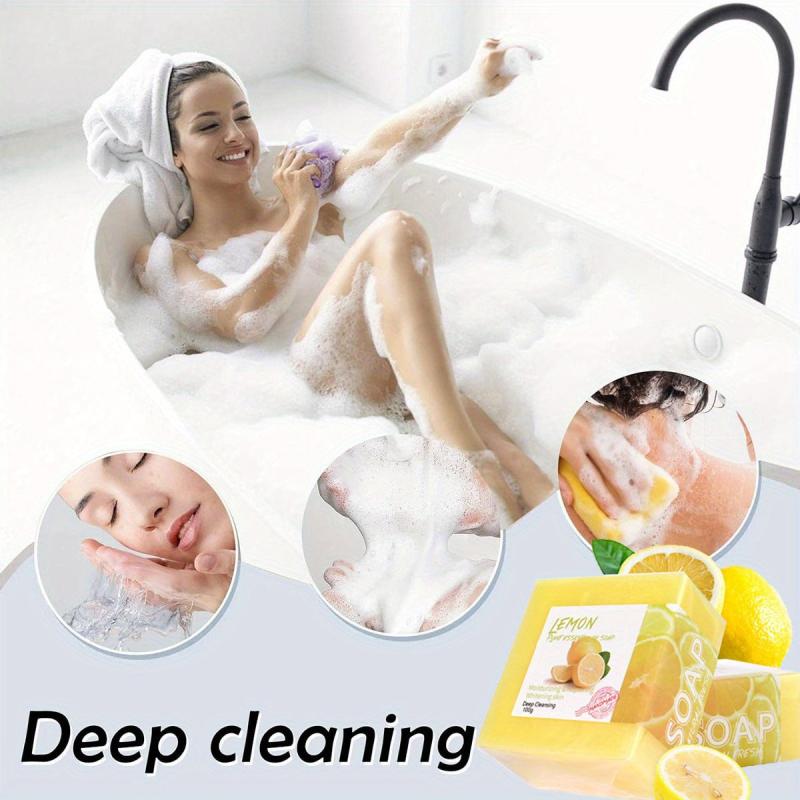 2pcs Lemon Soap 100g Deep Cleansing Exfoliating Face Body Care Unisex