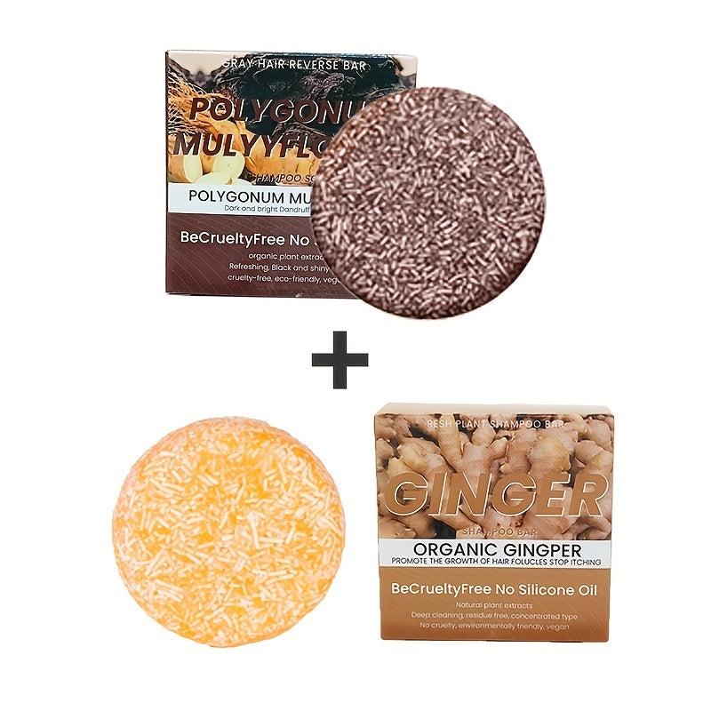 2pcs 60g Turmeric Soap Polygonum Multiflorum Soap Shampoo for Bathing
