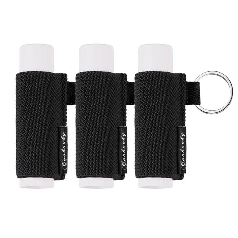 3 Pc Lip Balm Holder Keychain Clip Tight Knit Elastic Lipbalm Keychain