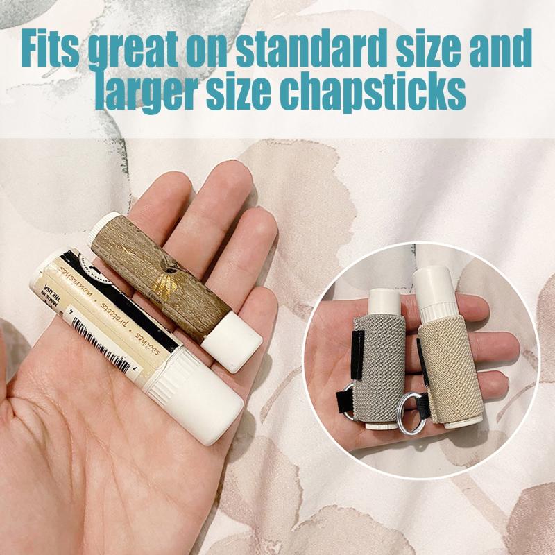 3 Pc Lip Balm Holder Keychain Clip Tight Knit Elastic Lipbalm Keychain