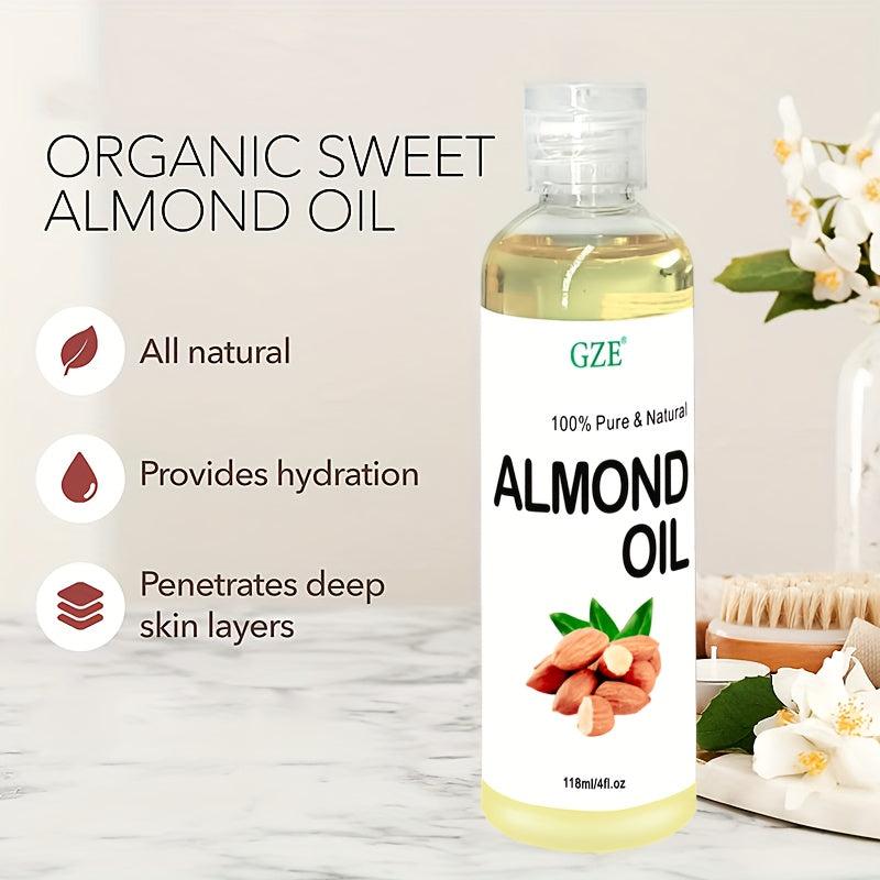 118ml Natural Almond Oil for Hair & Skin, 100% Pure & Cold Pressed