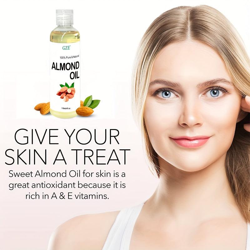 118ml Natural Almond Oil for Hair & Skin, 100% Pure & Cold Pressed