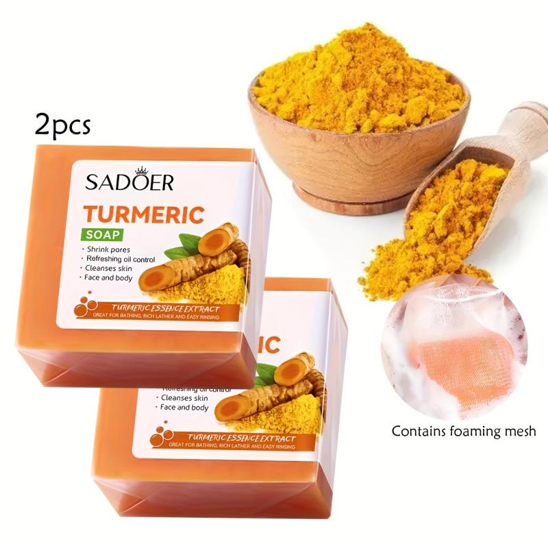 2pcs Turmeric Soap Bar with Bubble Nets