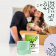2-Pack Natural Peppermint Body Face Hand Soap Bar with Cocoa Butter & Olive