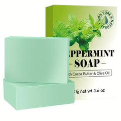 2-Pack Natural Peppermint Body Face Hand Soap Bar with Cocoa Butter & Olive