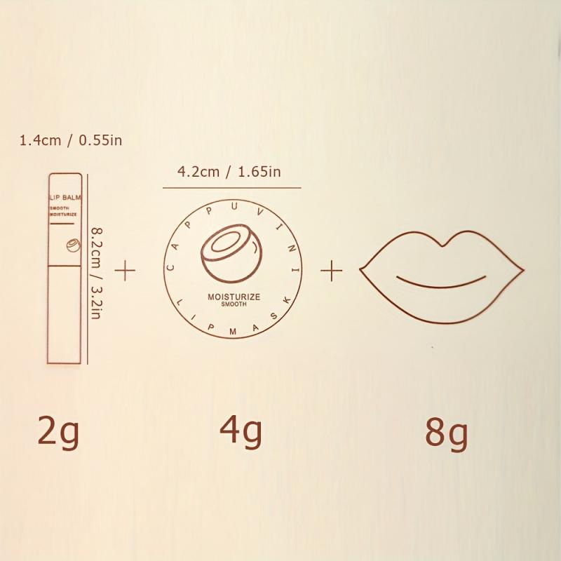Coconut Lip Care Set: Mask, Balm & Gel - Hydrate & Plump Lips