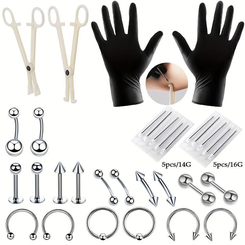 Professional Stainless Steel Body Piercing Kit 42pcs