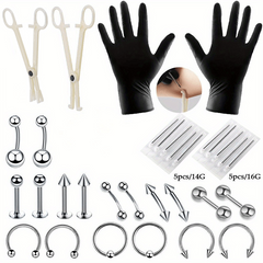 Professional Stainless Steel Body Piercing Kit 42pcs