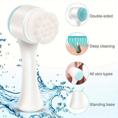 Double Sided Facial Brush + Rose Essential Soap