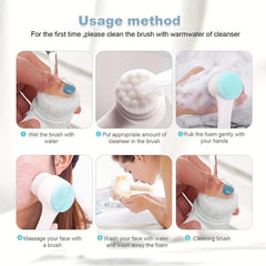Double Sided Facial Brush + Rose Essential Soap