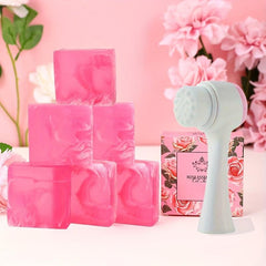 Double Sided Facial Brush + Rose Essential Soap