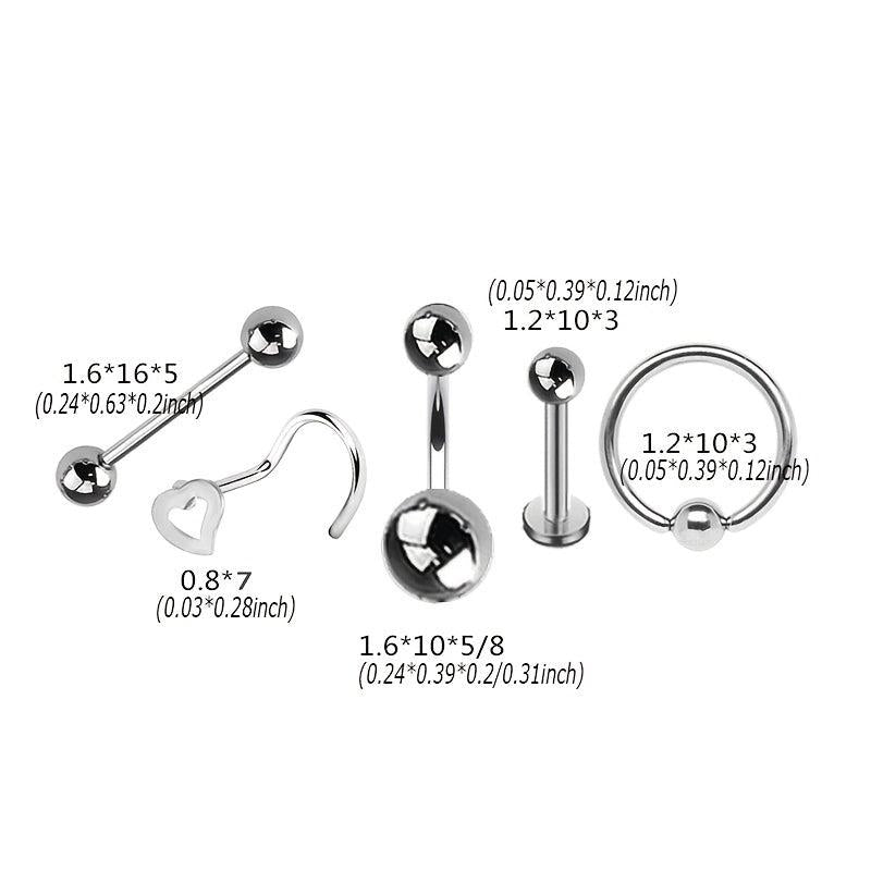 Surgical Steel Nose Rings Barbell Tongue Piercing Jewelry