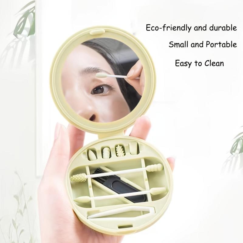 Reusable Silicone Cotton Swab With Mirror and Case