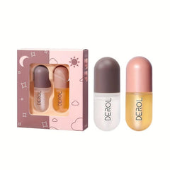 2PCS Night Lip Tint Kit Natural Lip Enhancer Instant Volumising Ginger Gloss