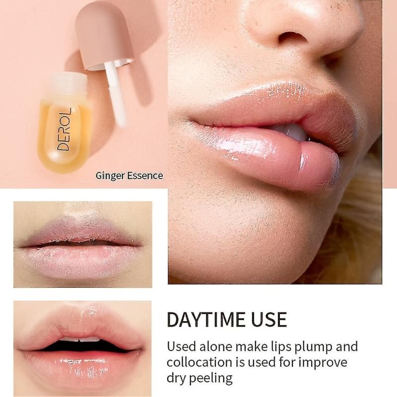 2PCS Night Lip Tint Kit Natural Lip Enhancer Instant Volumising Ginger Gloss
