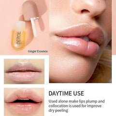 2PCS Night Lip Tint Kit Natural Lip Enhancer Instant Volumising Ginger Gloss