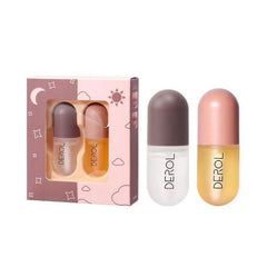 2PCS Night Lip Tint Kit Natural Lip Enhancer Instant Volumising Ginger Gloss