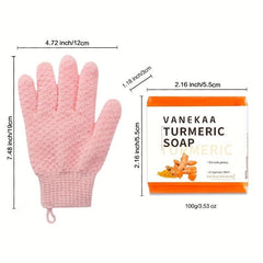 Turmeric Soap & Exfoliating Gloves for Soft Skin