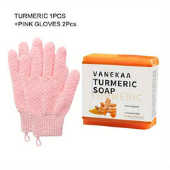Turmeric Soap & Exfoliating Gloves for Soft Skin