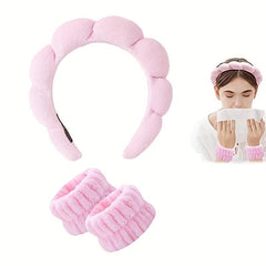 High End Makeup Bath Face Wash Sports Yoga Headband And Wristband Set