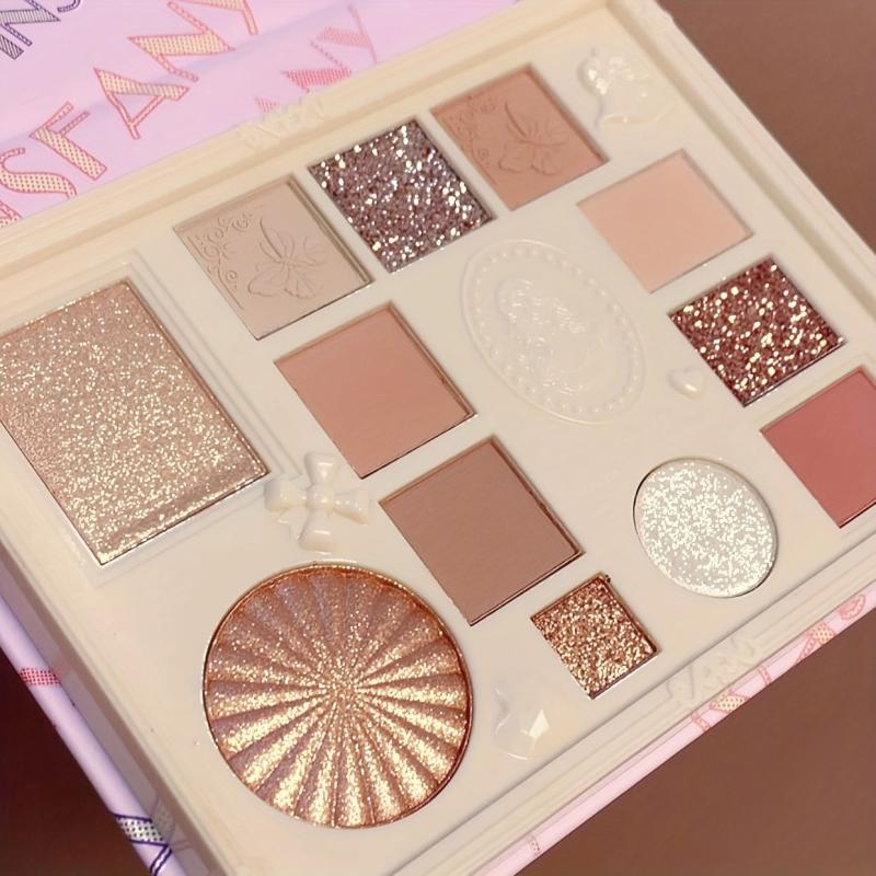 12-Color Highlighter & Eyeshadow Palette, Matte Pearly Finish