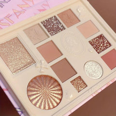 12-Color Highlighter & Eyeshadow Palette, Matte Pearly Finish