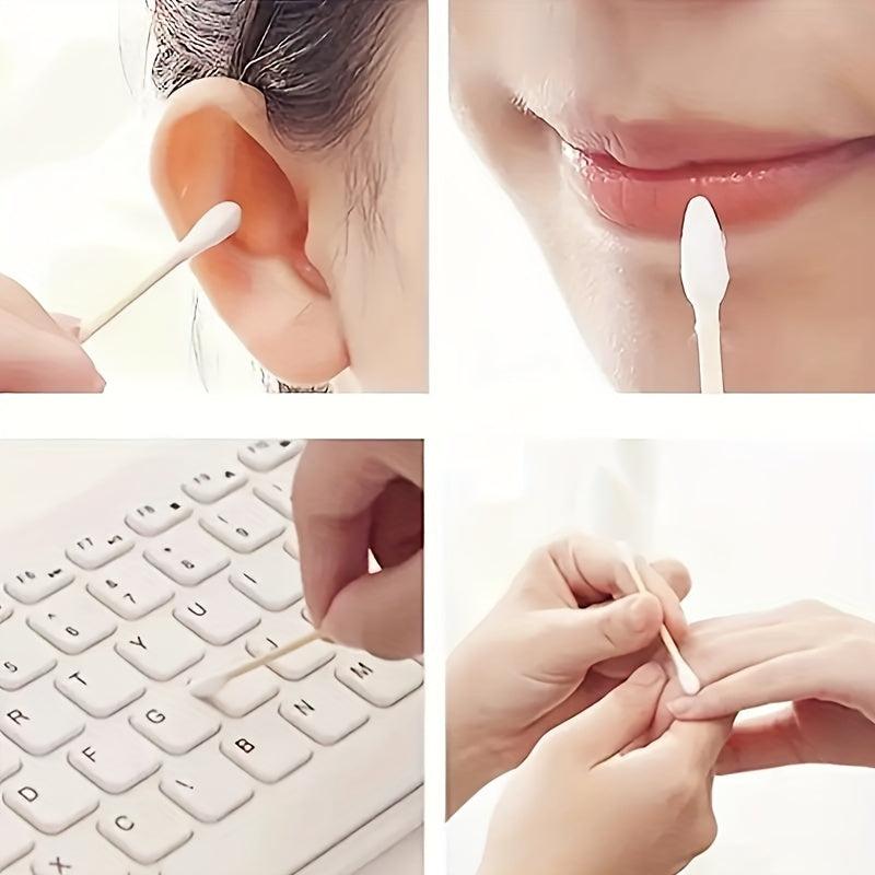 200pcs Double Ended Cotton Swabs Wooden Stick Cotton Swab