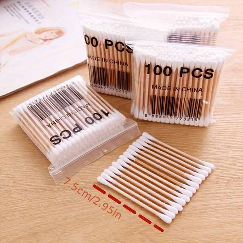 200pcs Double Ended Cotton Swabs Wooden Stick Cotton Swab