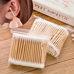 200pcs Double Ended Cotton Swabs Wooden Stick Cotton Swab