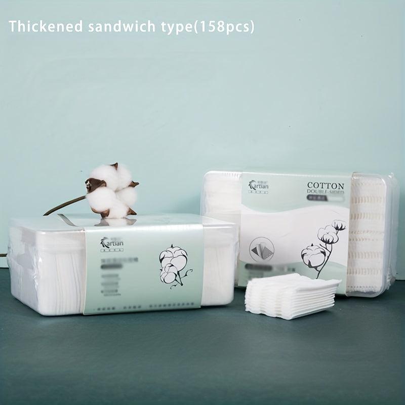 158pcs Cotton Pads Facial Eye Makeup Remover Natural Square Cotton Puff