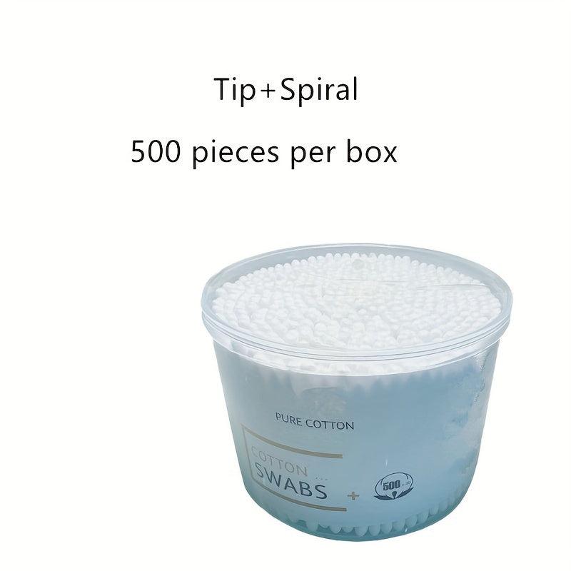 600pcs Spiral Round Tip Cotton Swabs Ear Cleaning Buds