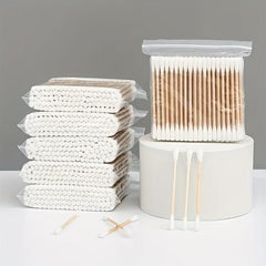600pcs Spiral Round Tip Cotton Swabs Ear Cleaning Buds