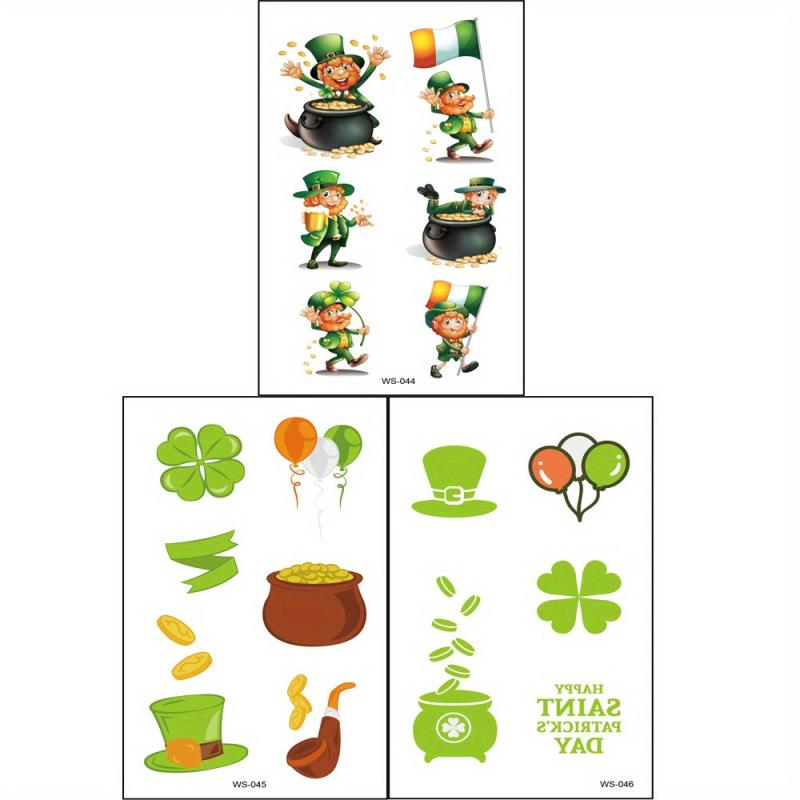 St Patrick's Shamrock Temporary Tattoos - Pack of 10