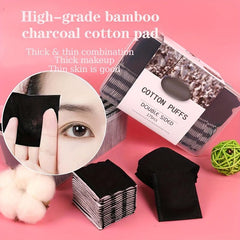175/350pcs Bamboo Charcoal Makeup Pads Natural Square Puff