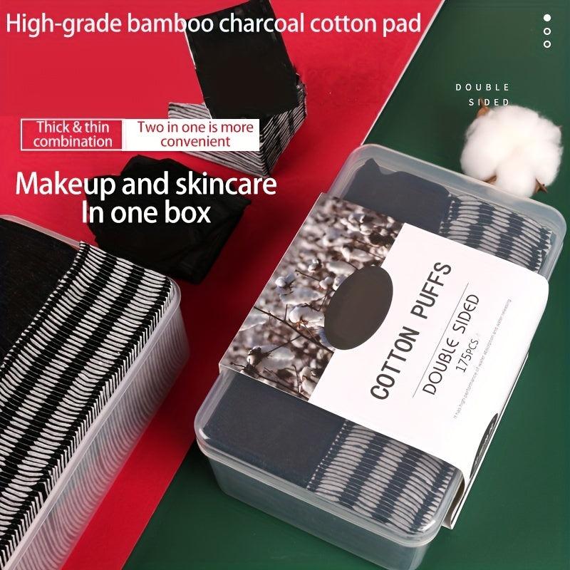 175/350pcs Bamboo Charcoal Makeup Pads Natural Square Puff
