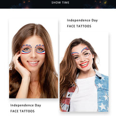 4th Of July Face Painted Tattoos Waterproof Sticker
