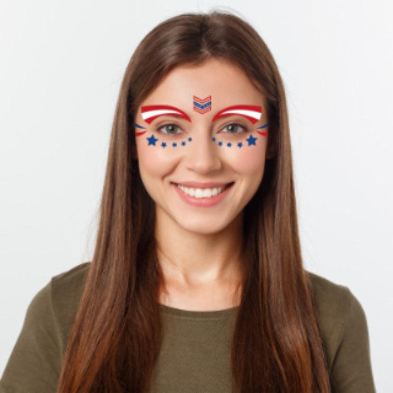 4th Of July Face Painted Tattoos Waterproof Sticker