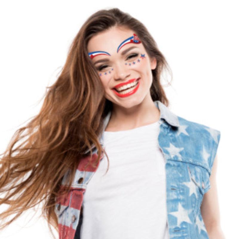 4th Of July Face Painted Tattoos Waterproof Sticker
